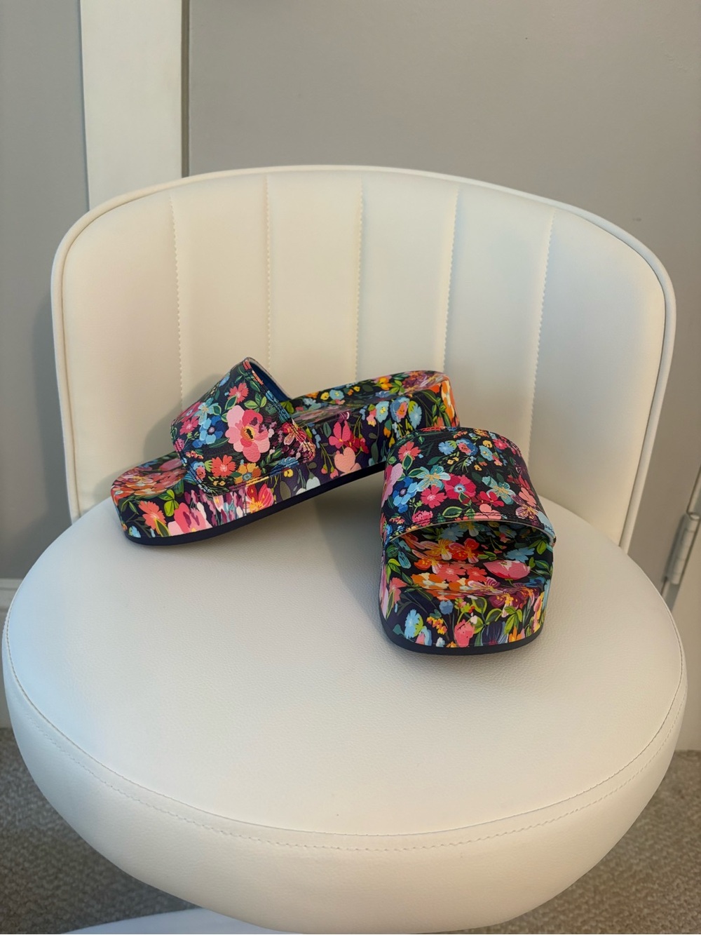 Johnny Was Floral Platform Slide Sandals - Multicolor